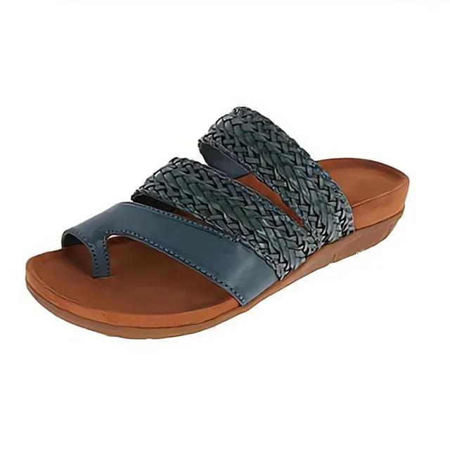 Women's Sandals Orthopedic Sandals Bunion Sandals Plus Size Braided Sandals Daily Beach Summer Flat Heel Peep Toe Vintage Casual Faux Leather Loafer Solid Color Light Brown Dark Brown Black