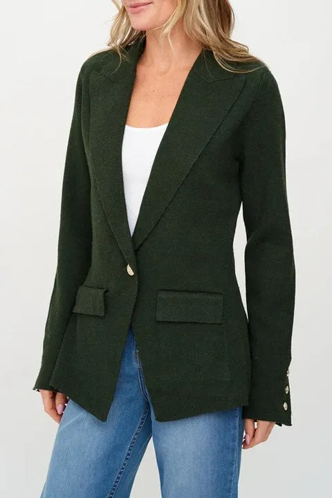 Dark Green Tailored Knit Blazer