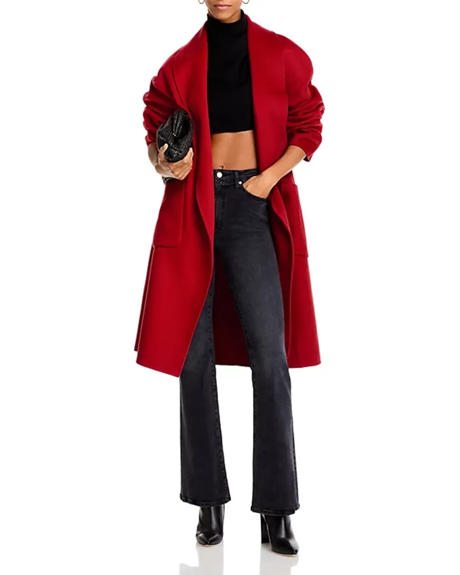 Shawl Collar Long Sleeves Multicolor Coat