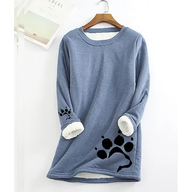 Women's Plus Size Sweatshirt Pullover Sherpa Fleece Lined Graphic Warm Sports Fuzzy Yellow Pink Dark Pink Street Casual Round Neck Long Sleeve Top Micro-elastic Fall & Winter