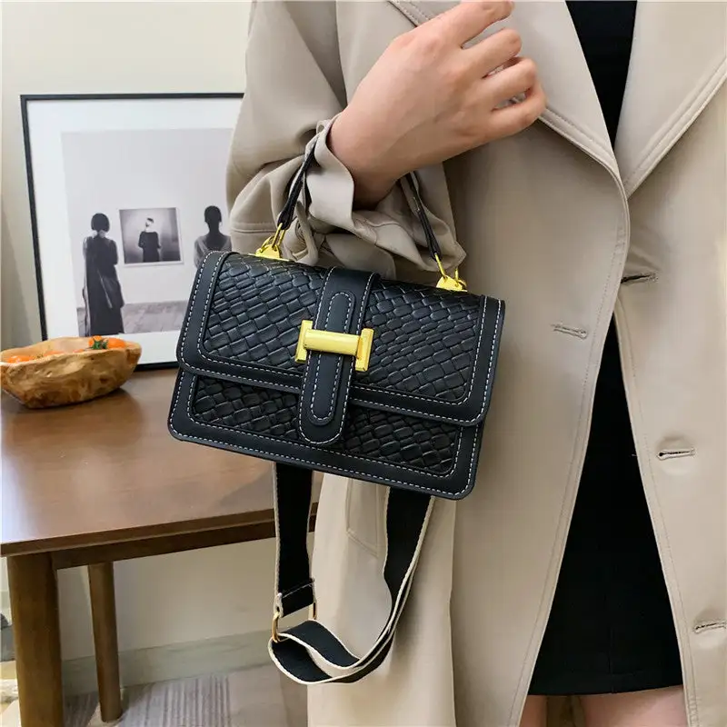 Compact Faux Leather Square Satchel Bag