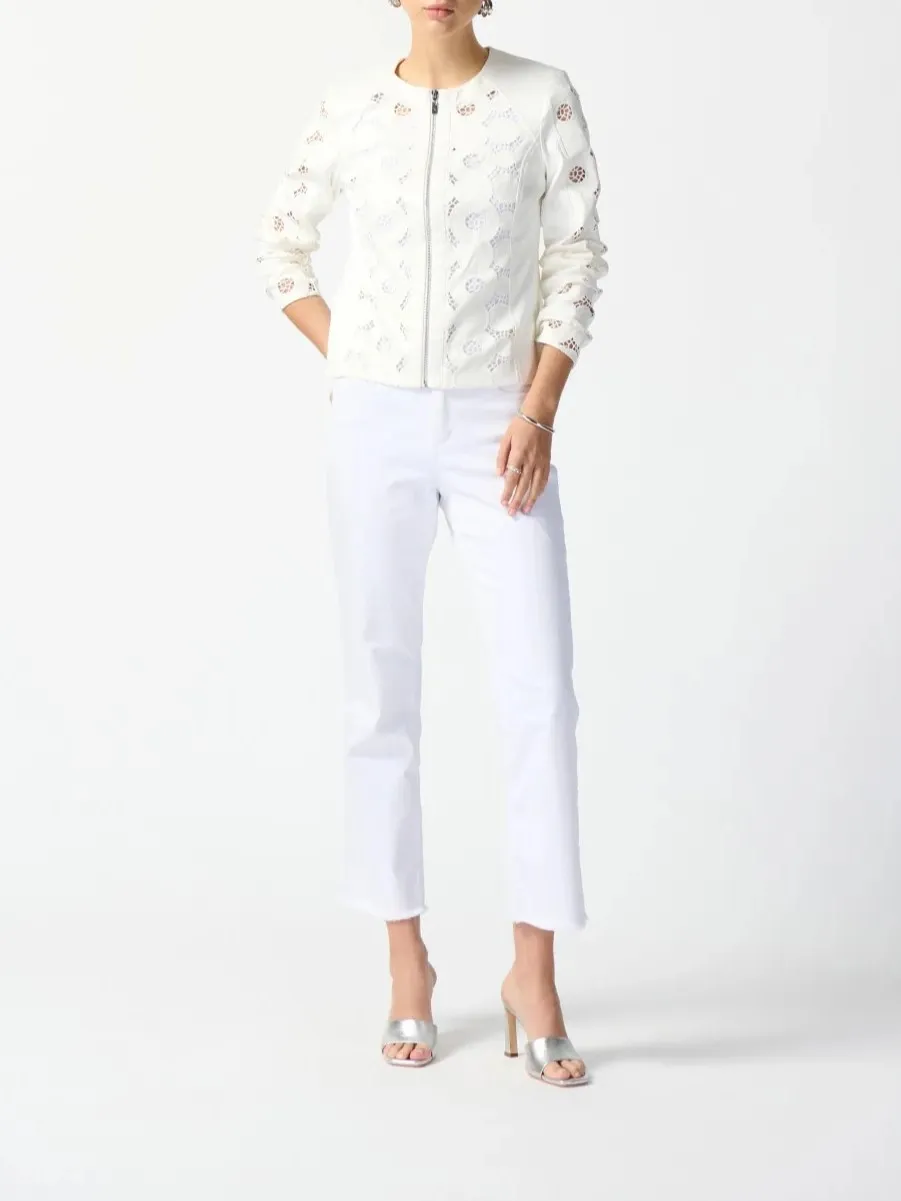 White Embroidered Zip - Front Jacket