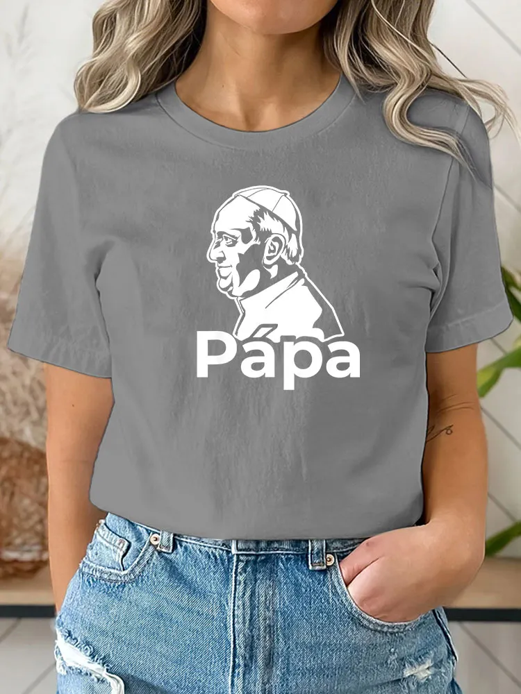 Women's Papa 1936-2025 Print Short Sleeve Round Neck Cotton T-Shirt