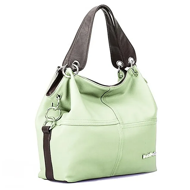 Women's Handbag Tote PU Leather Daily Zipper Solid Color Black Pink Green