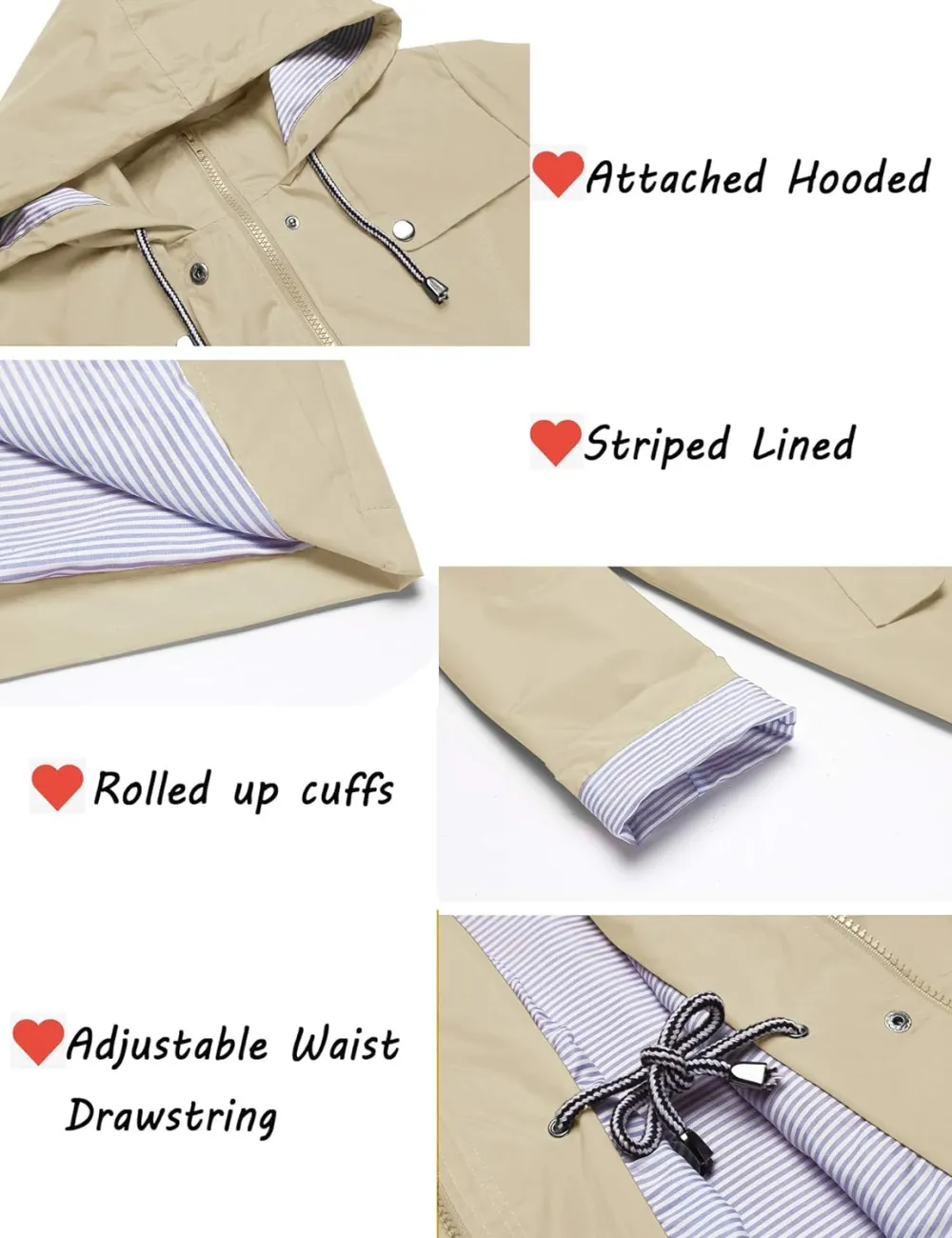 Womens Lightweight Hooded Waterproof Active Outdoor Rain Jacket S-XXL