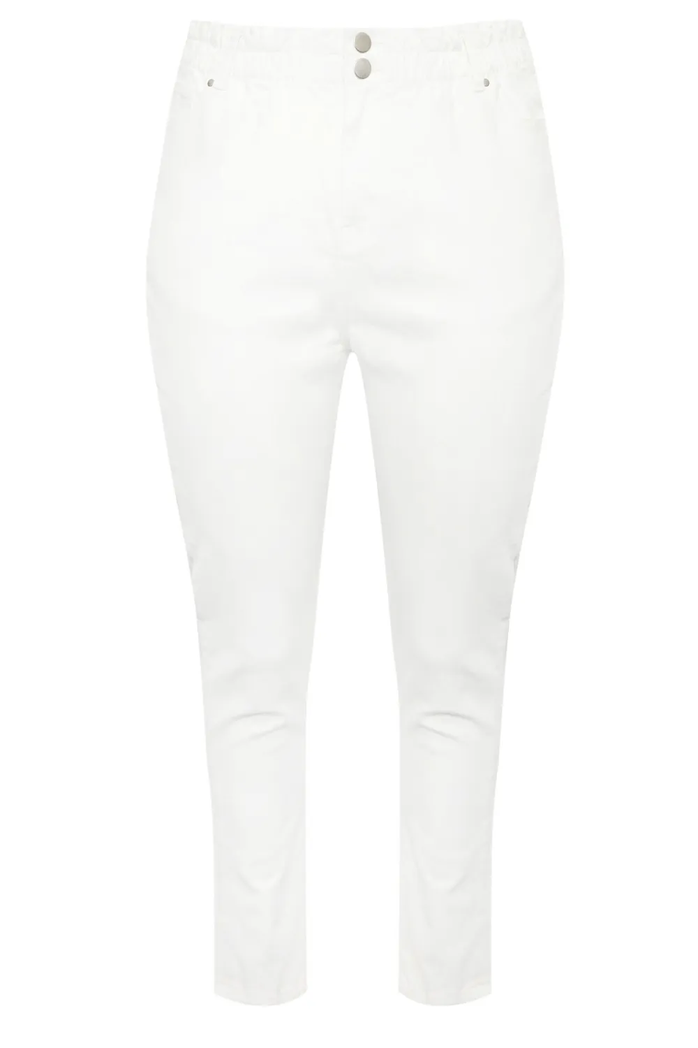 YOURS Curve White Stretch Elasticated Waist MOM Jeans