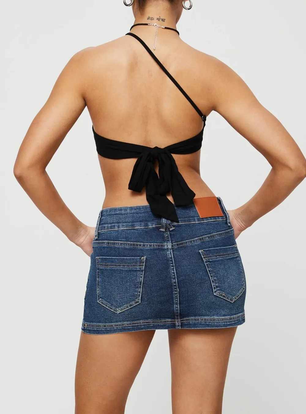 Low Rise Pocket Denim Mini Skirt