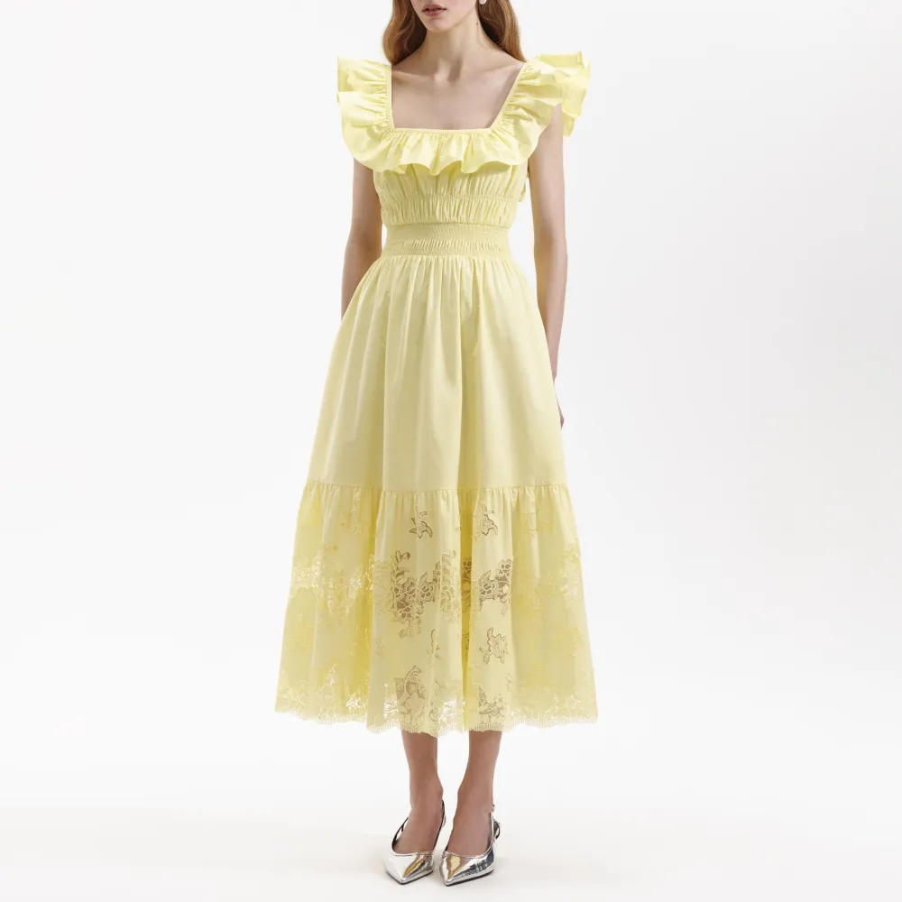 Yellow Cotton Midi Dress