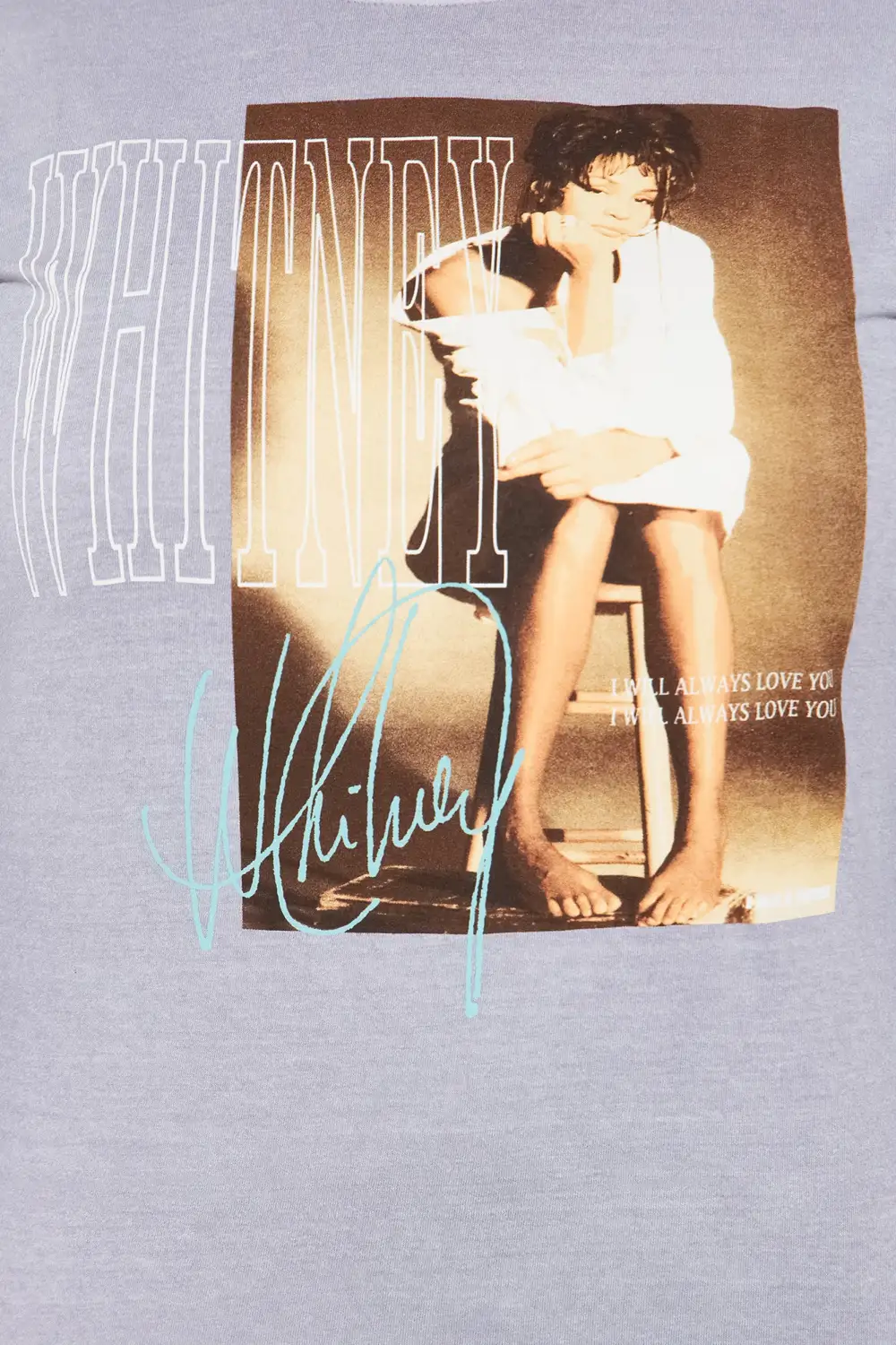 Whitney Houston Washed Long Sleeve Tee - Grey