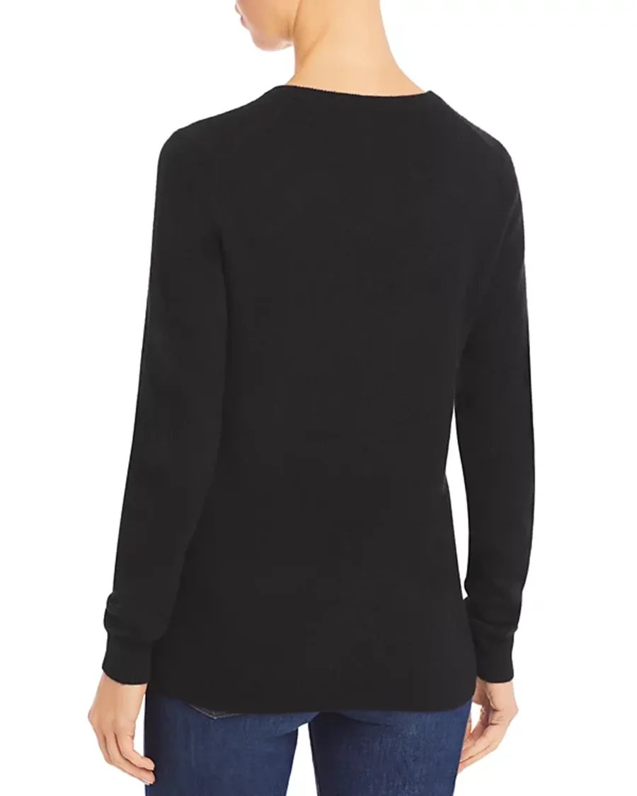 Casual Style Ribbed Crewneck Cashmere Sweater