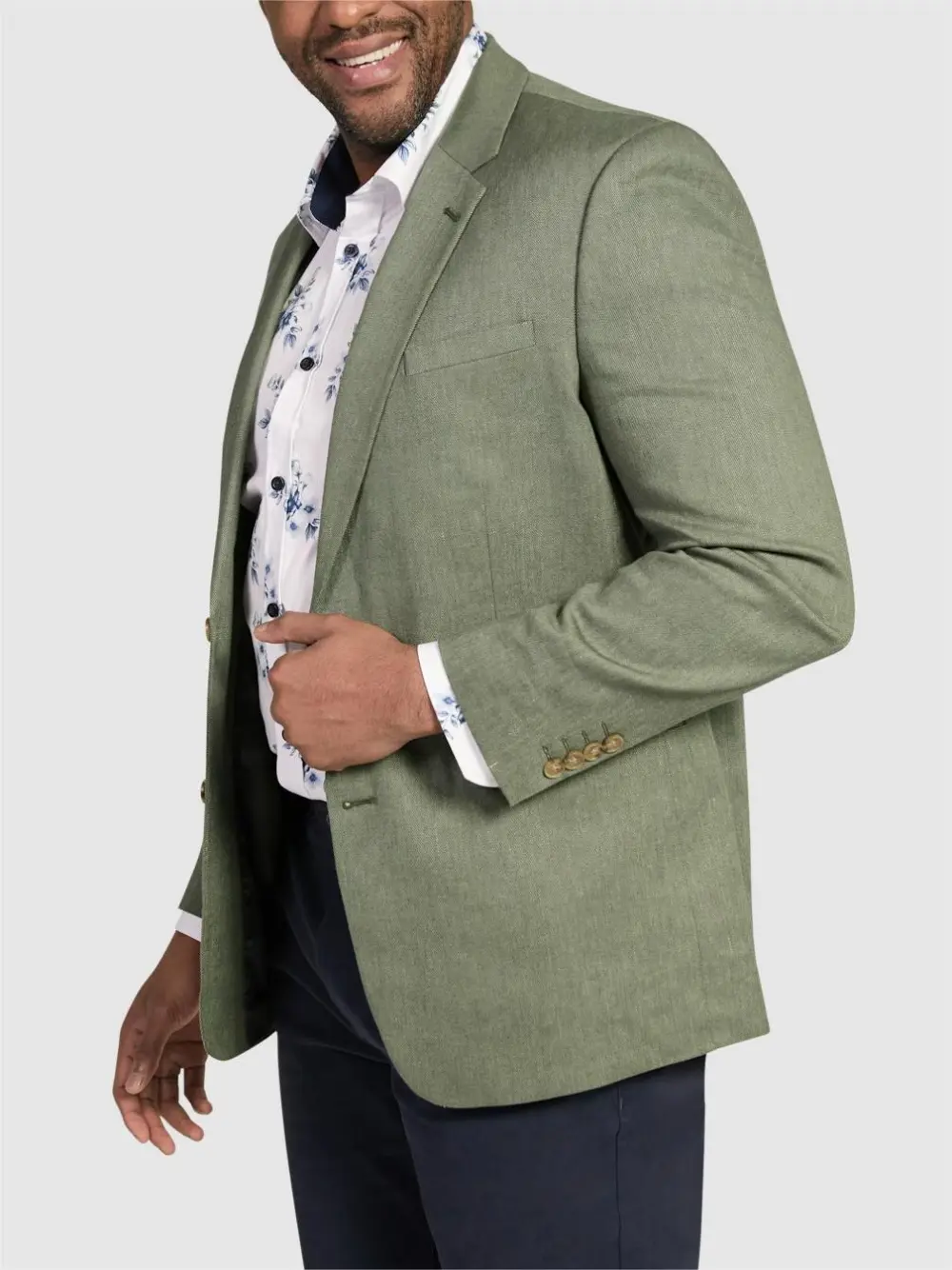 BUTTON UP LINEN BLEND BLAZER