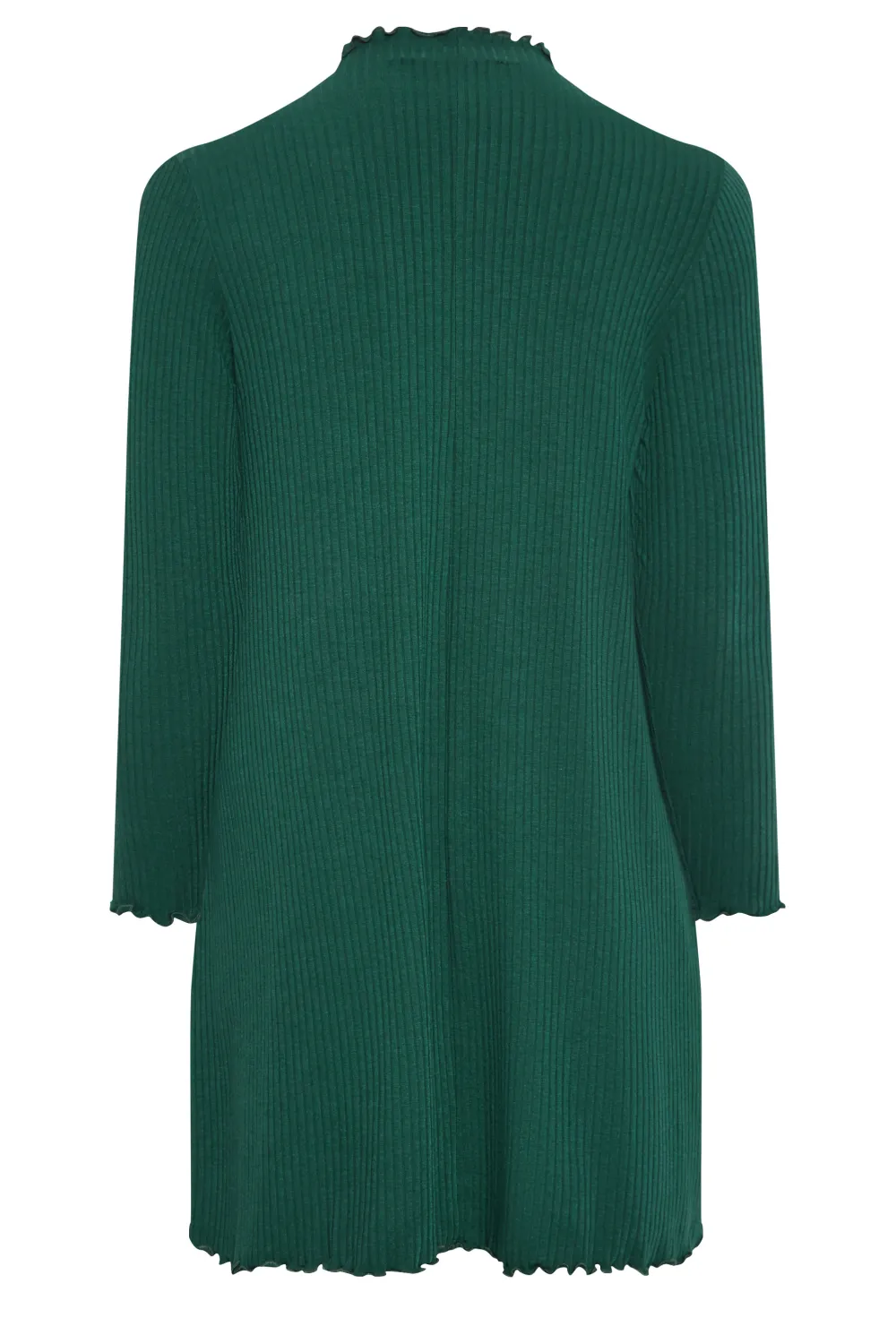 YOURS Curve Forest Green Ribbed Lettuce Hem Tunic Dress