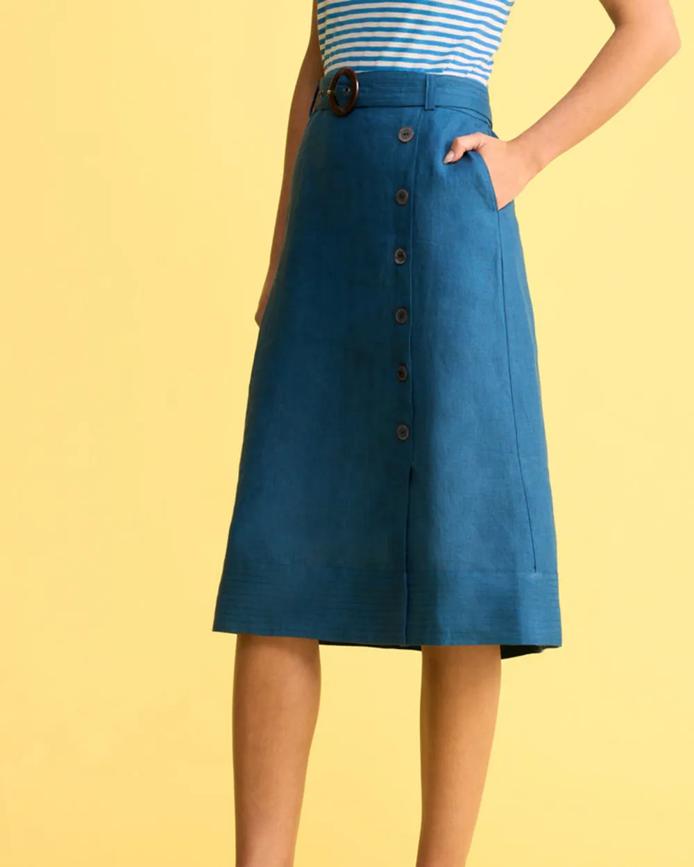 Belted Linen Skirt