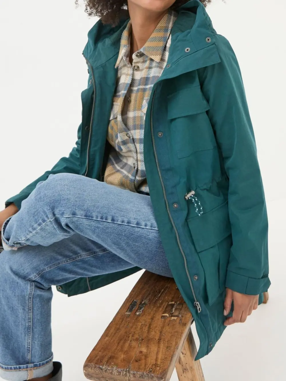 Tiegan Teal Blue Waterproof Coat