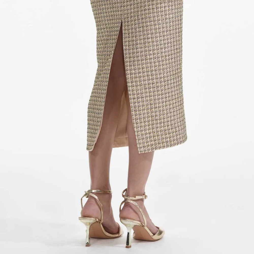 Gold Boucle Midi Skirt