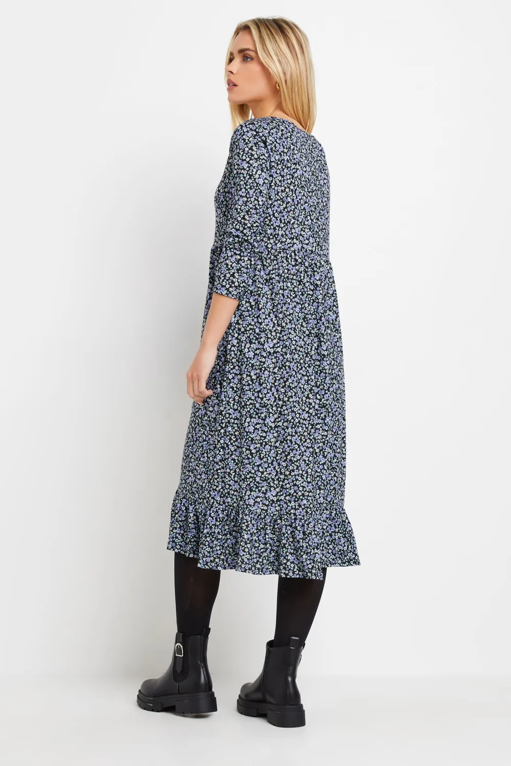 M&Co Petite Blue Ditsy Floral Print Midi Dress