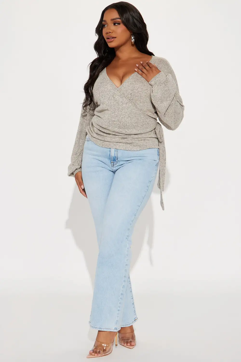 Natalia Wrap Top - Beige