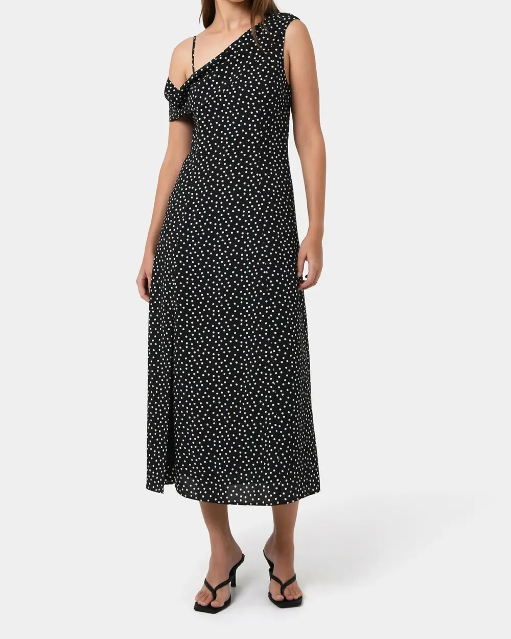 Asymmetric Maxi Dress -Polka Dot