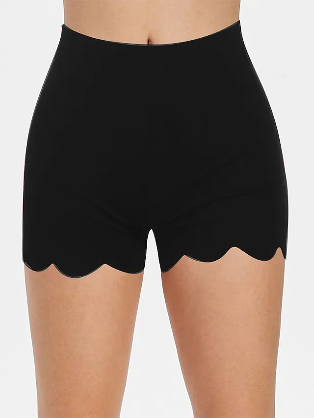 Women's Slim Shorts Cotton Black White Beige Fashion Casual Daily High Elasticity Short Tummy Control Plain M L XL