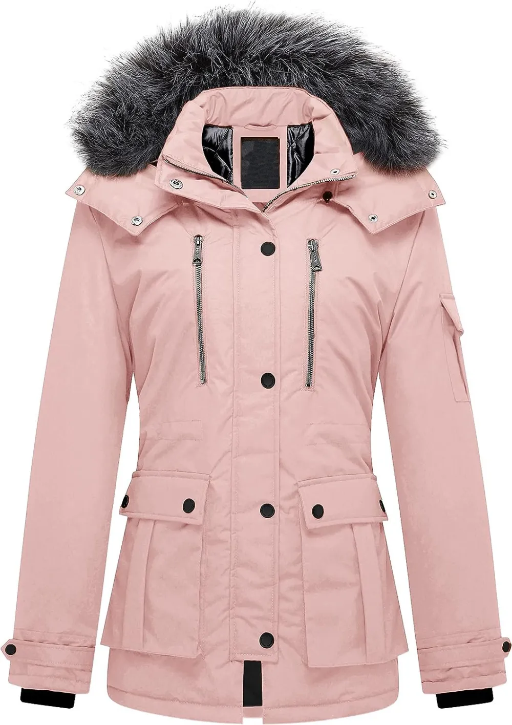 Women's Quilted Winter Coat Warm Puffer Jacket Thicken Parka with Removable Hood