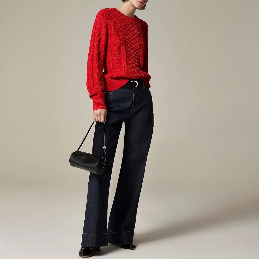 Cotton Cable-Knit Crewneck Sweaters