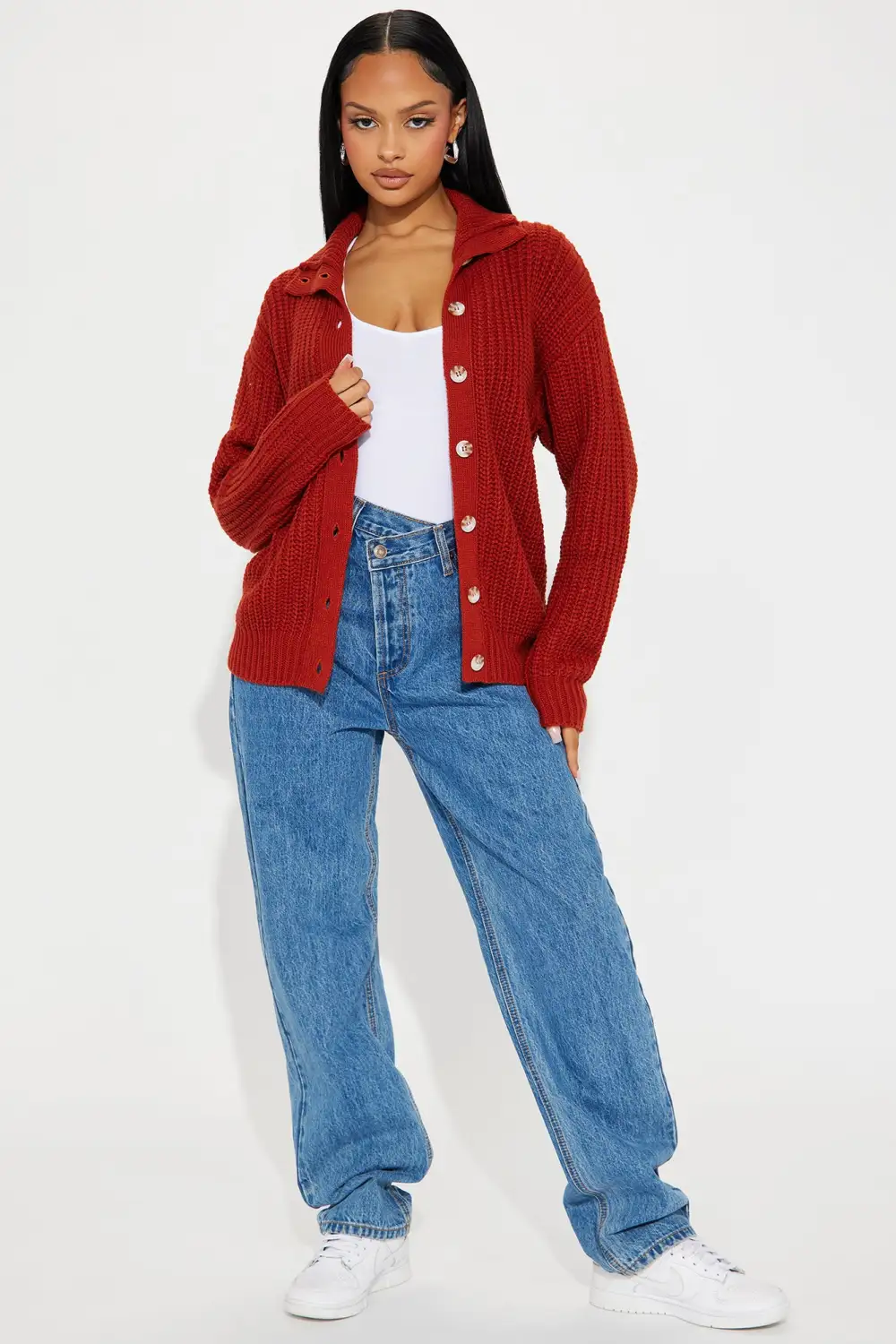 Rian Cardigan Sweater - Rust