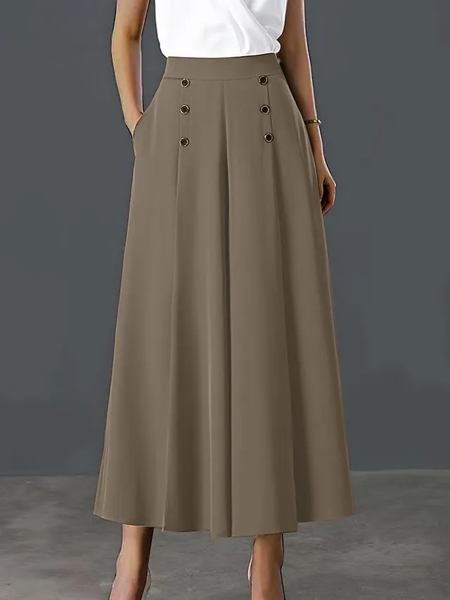 Women's Wide Leg Pants Trousers Baggy Full Length Pocket Baggy Micro-elastic High Waist Work Comfort Office Office / Career Black White M L Summer Spring