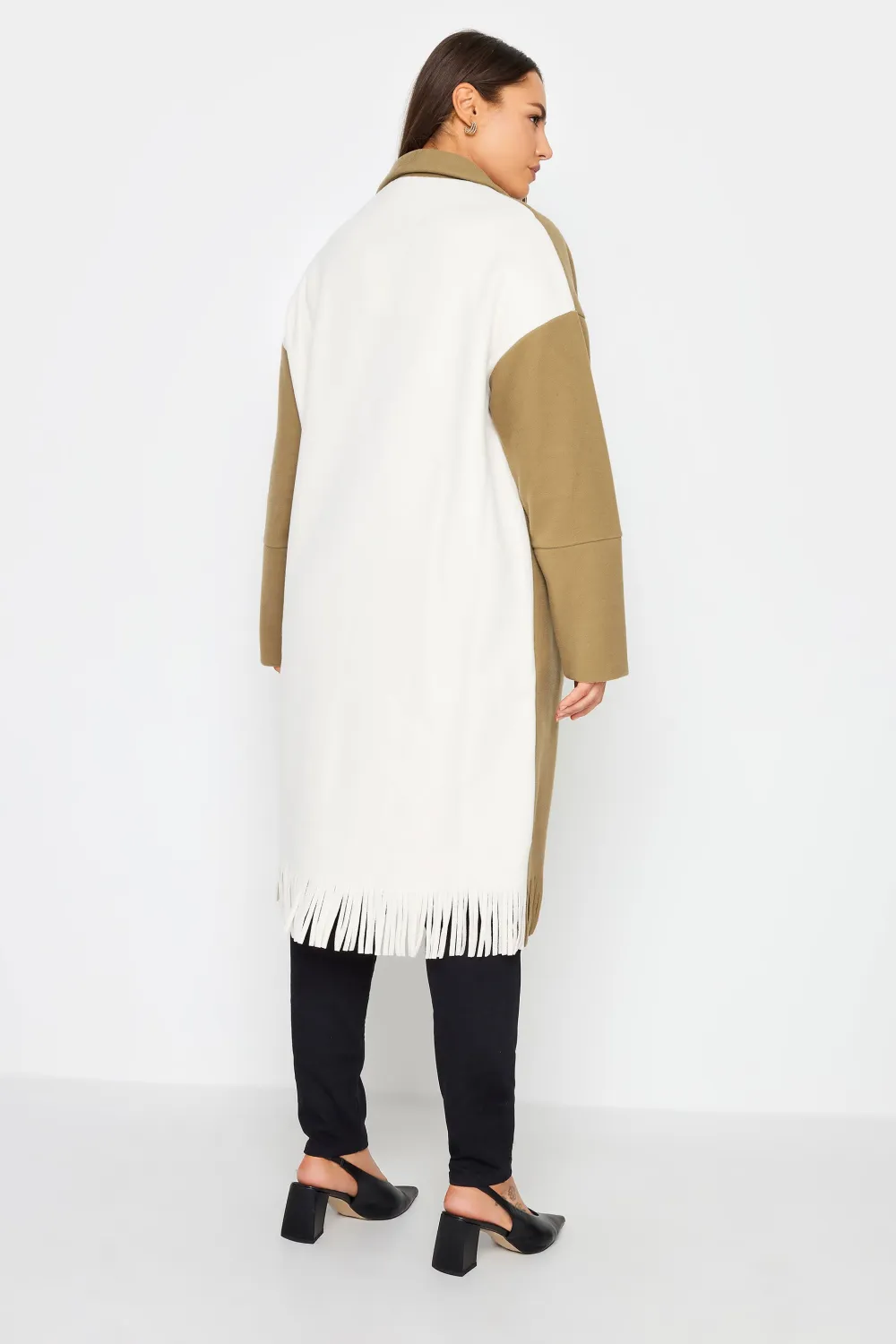 Evans Baptiste Brown Fringed Hem Formal Coat