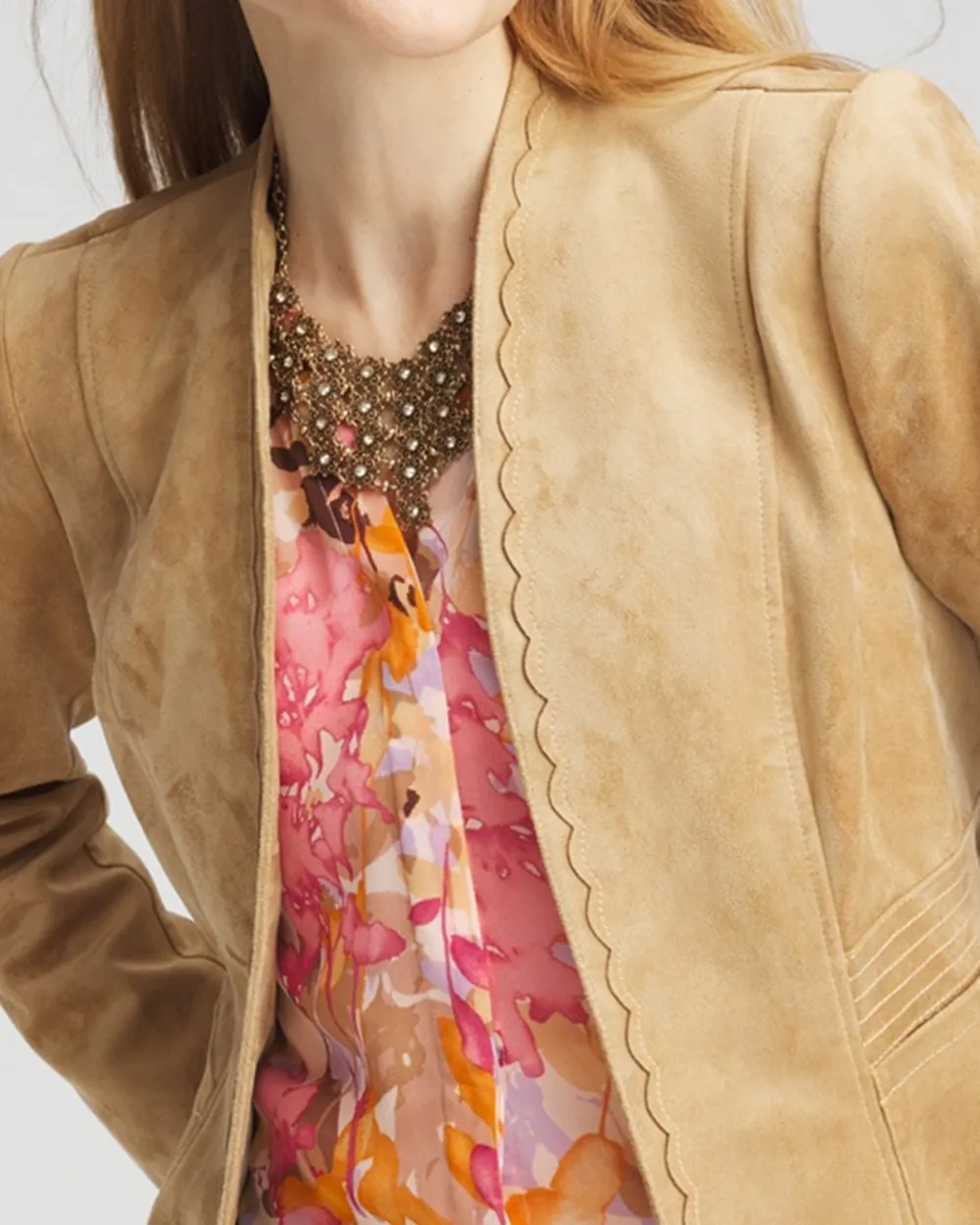 Faux Suede Lace Jacket