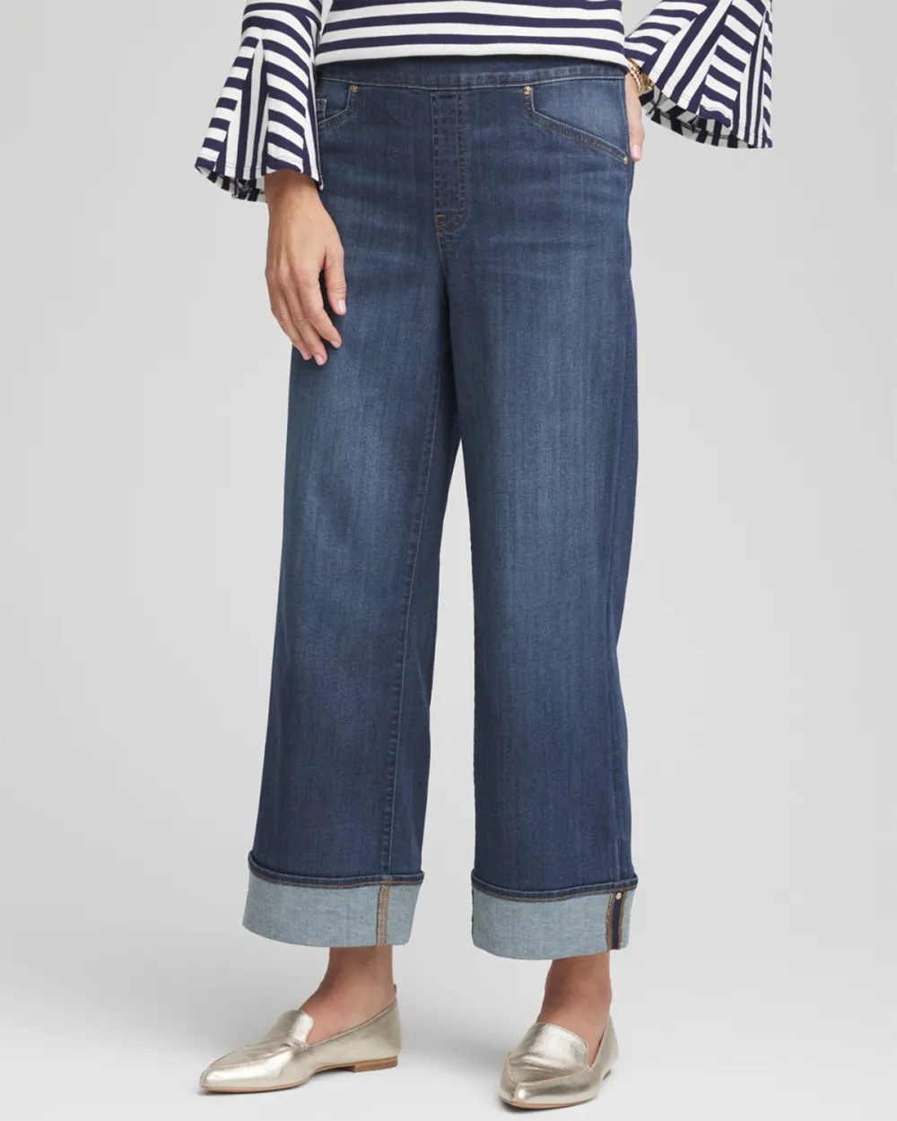 Casual Plain Cuffed Jeans