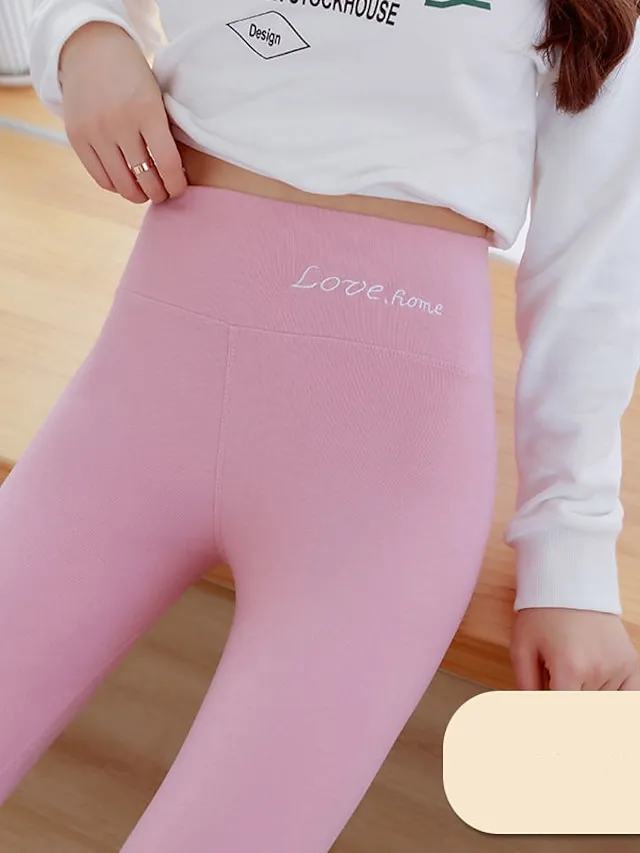 Women‘s Thermal Underwear Pants Nude Purple Pink High Waist Fashion Casual Daily High Elasticity Ankle-Length Thermal Warm Plain M L XL 2XL 3XL / Skinny