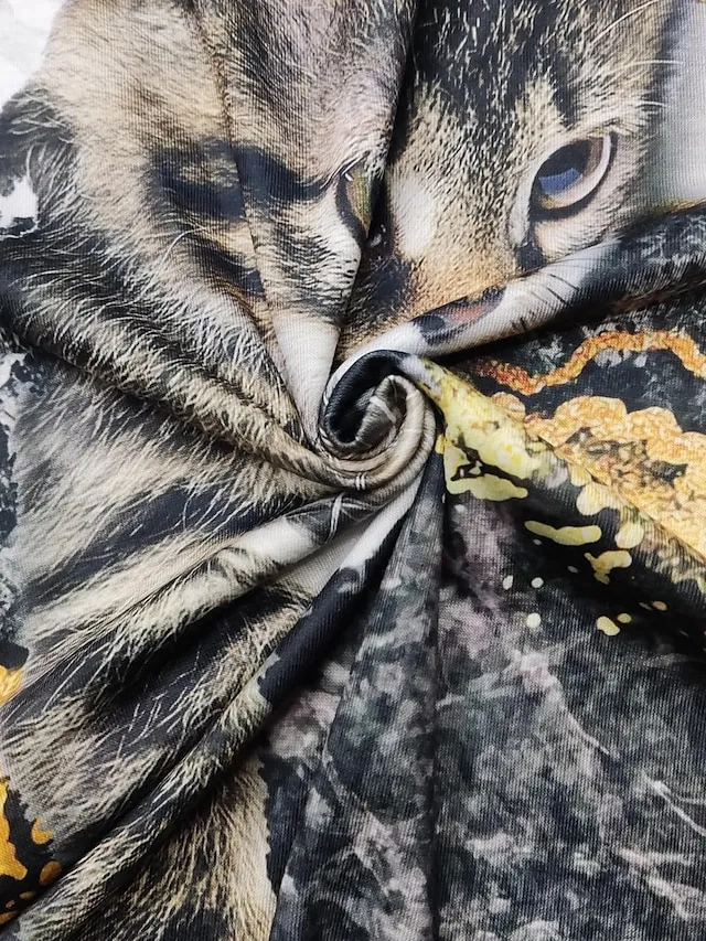 Women's T shirt Tee Black White Blue Graphic Cat Print Short Sleeve Daily Weekend Vintage Round Neck Regular 3D Cat Painting S