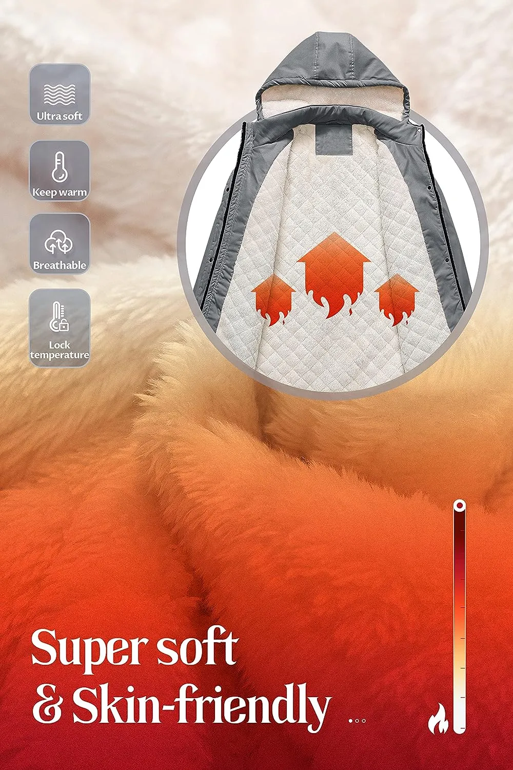 Women's Mid-Length Parka Winter Outerwear Jacket Soft Fleece Warm Snow Coat