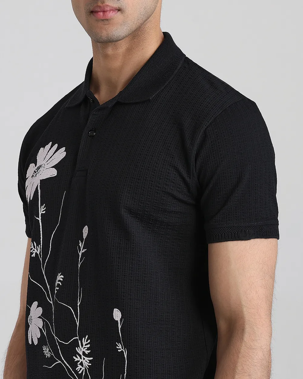 Minimalist Vintage Black Daisy Personality Polo Shirt