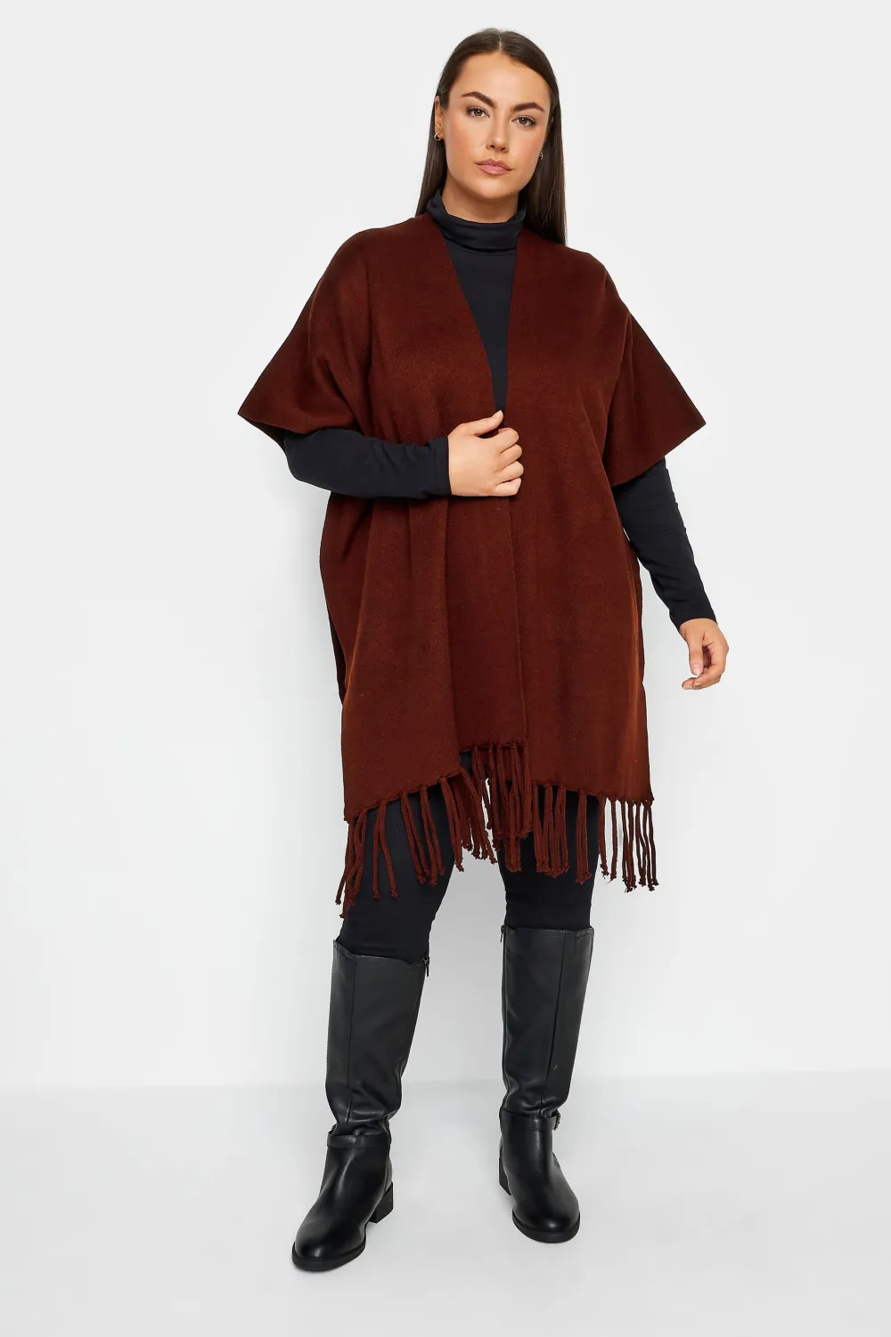 Evans Burgandy Red Knitted Wrap Cardigan