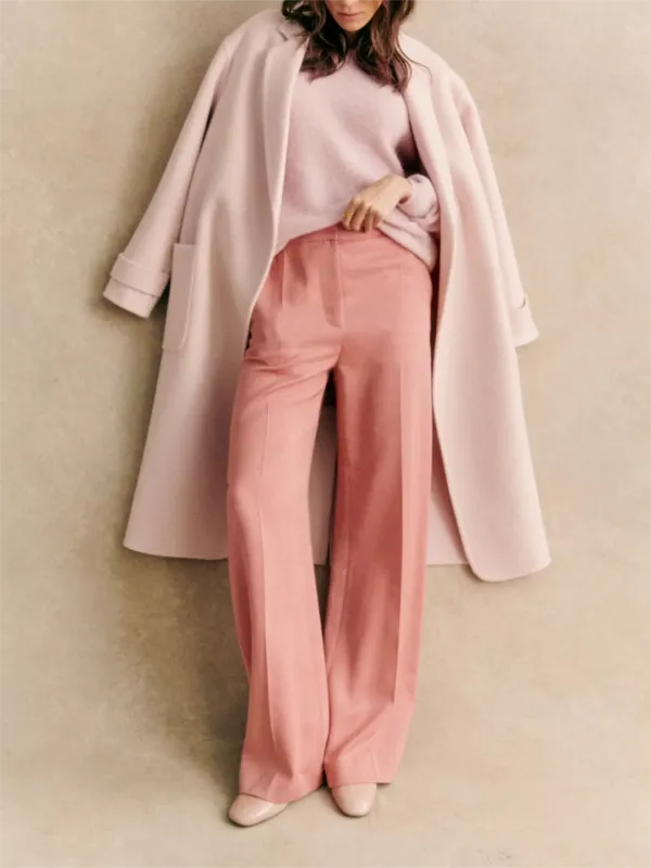 Light Pink Longline Wool Coat