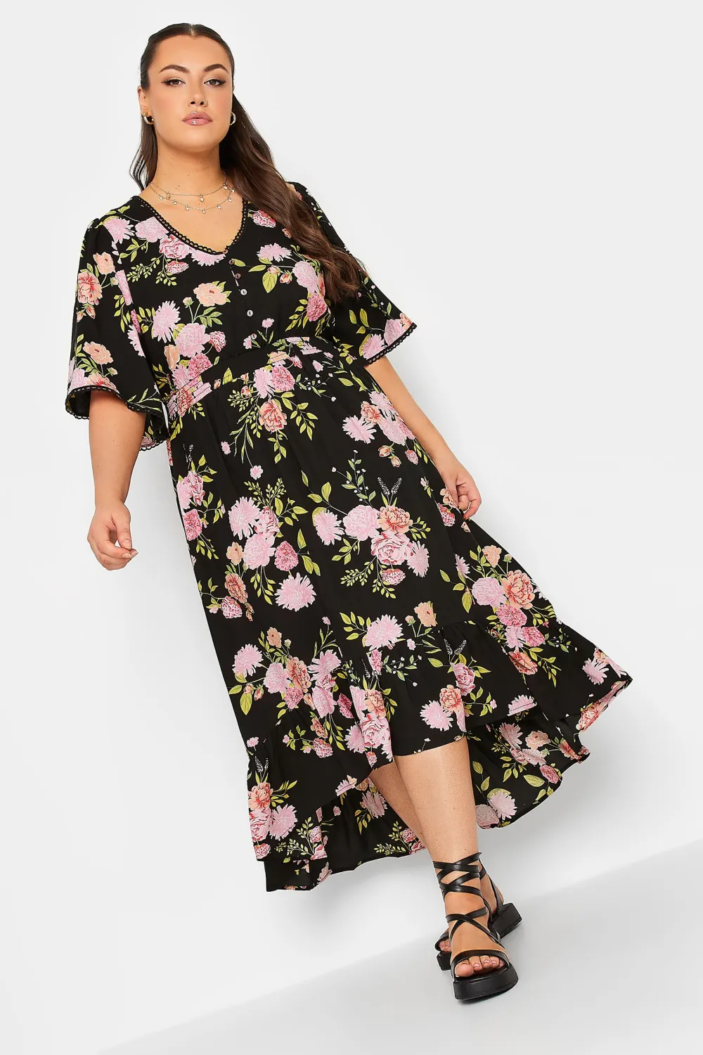 YOURS Curve Black Floral Maxi Dress