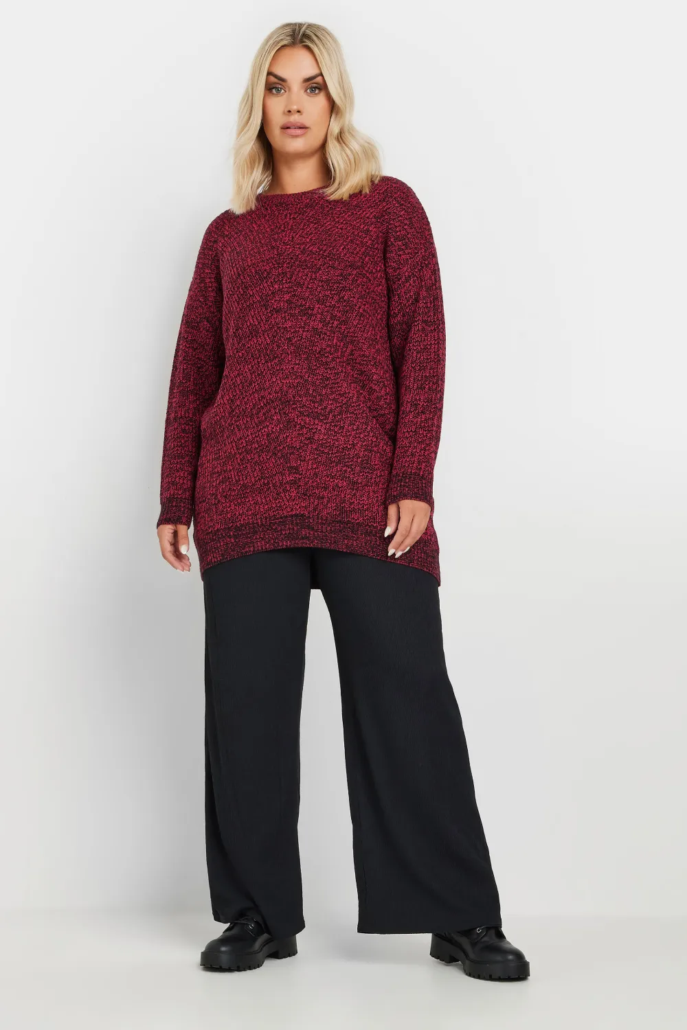 YOURS Curve Black & White Essential Knitted Jumper