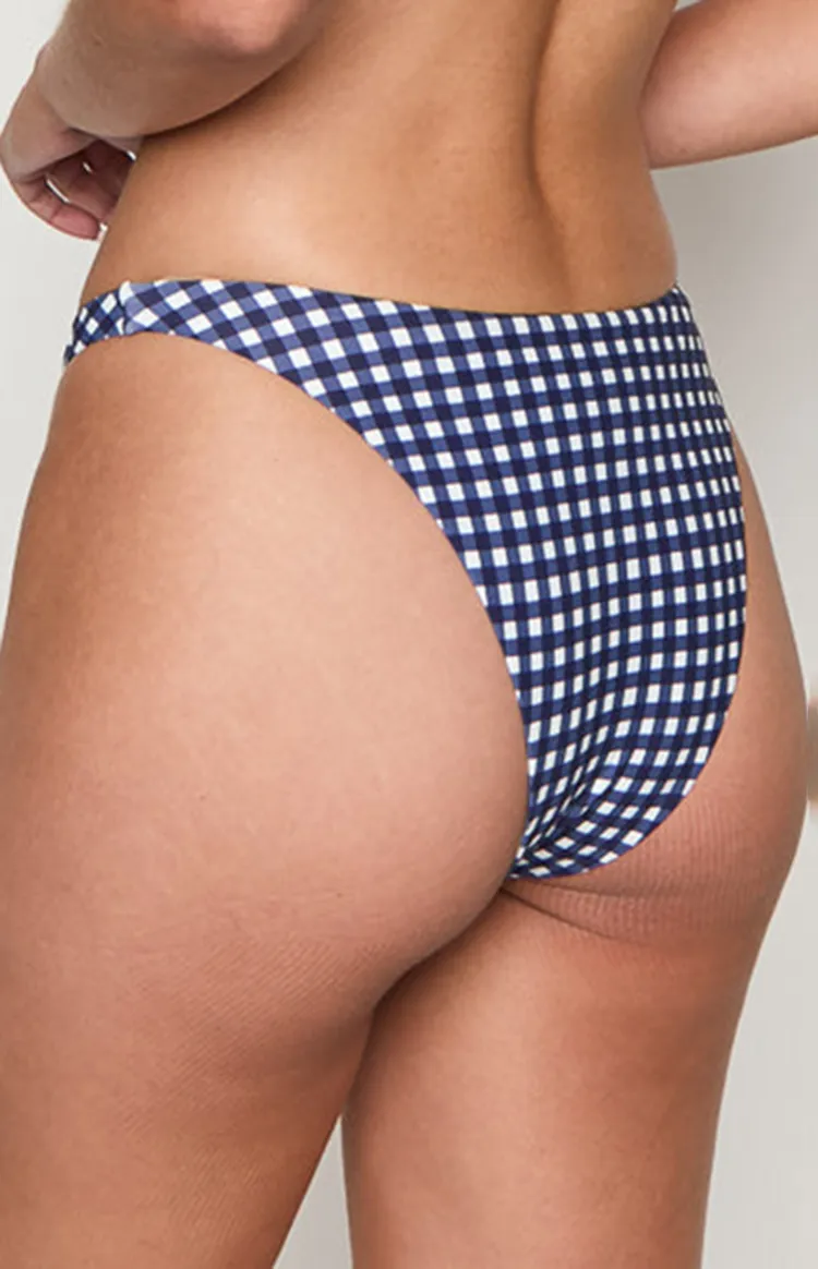 Navy Gingham Bikini Top