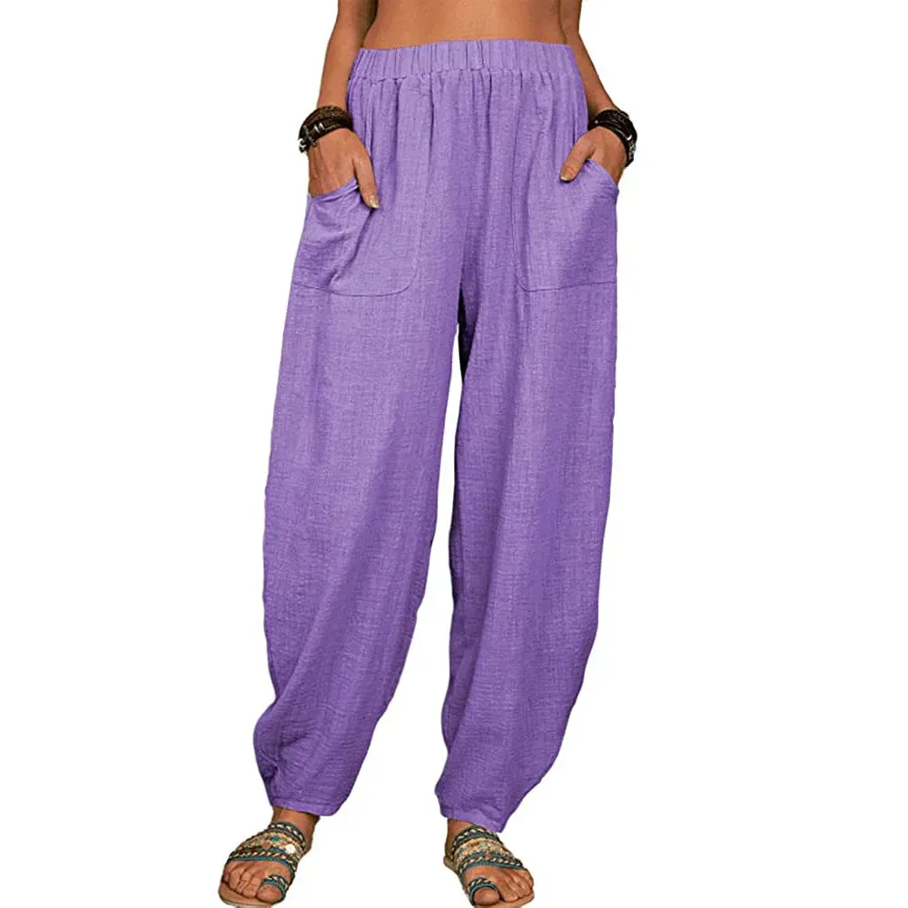 Women's Pure Color Casual Cotton Pants