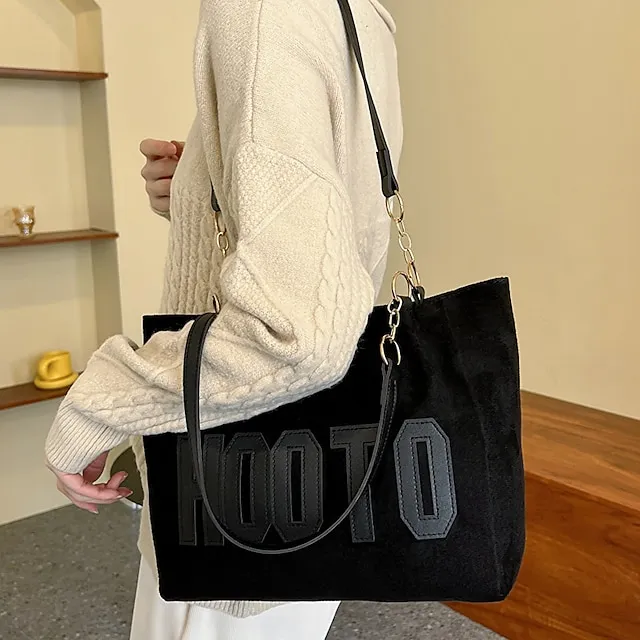 Women's Tote Shoulder Bag Bucket Bag PU Leather Outdoor Daily Holiday Zipper Large Capacity Lightweight Durable Solid Color Letter dark brown Black Brown
