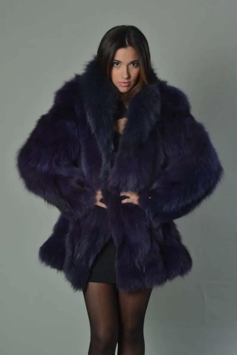 Purple  Fox Fur Coat