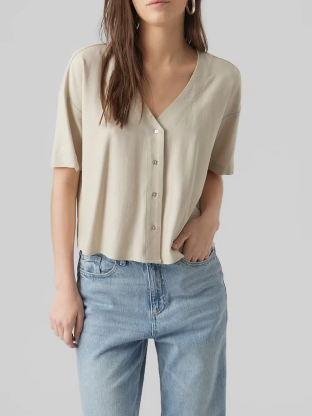 Striped Short Sleeve Blouses