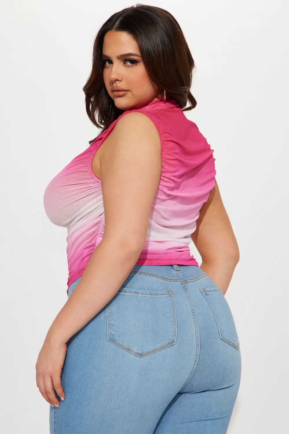 Out The Matrix Mesh Top - Pink/combo