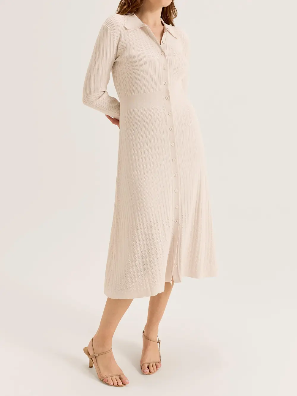 Ribbed Knit Short Sleeve Midi Dresses