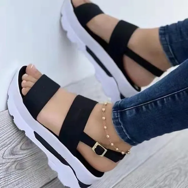 Women's Sandals Platform Sandals Plus Size Ankle Strap Sandals Outdoor Daily Beach Summer Buckle Platform Wedge Heel Open Toe Casual Minimalism Walking Shoes PU Leather Faux Leather Synthetics Buckle