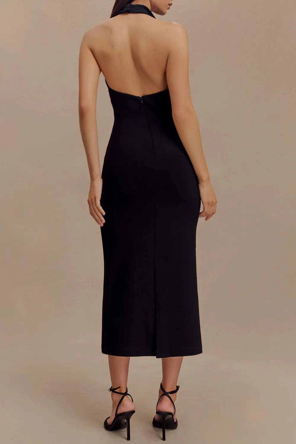 Crepe Halter Midi Dress