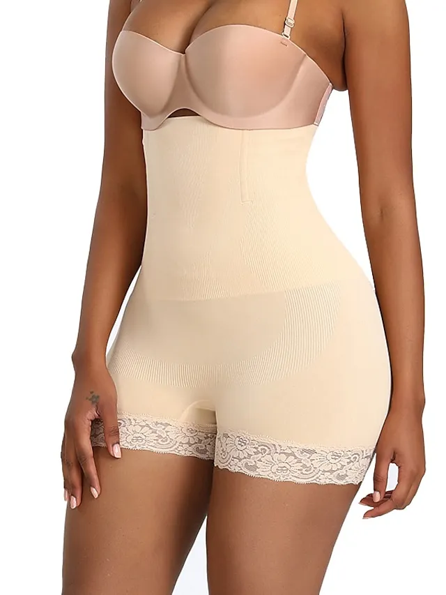 Women's Shapewear Casual / Sporty Shorts Scrunch Butt Shorts Anti Chafing Shorts Short Pants Weekend Yoga Stretchy Solid Colored Tummy Control Butt Lift High Waist Skinny Black Beige M XL 3XL