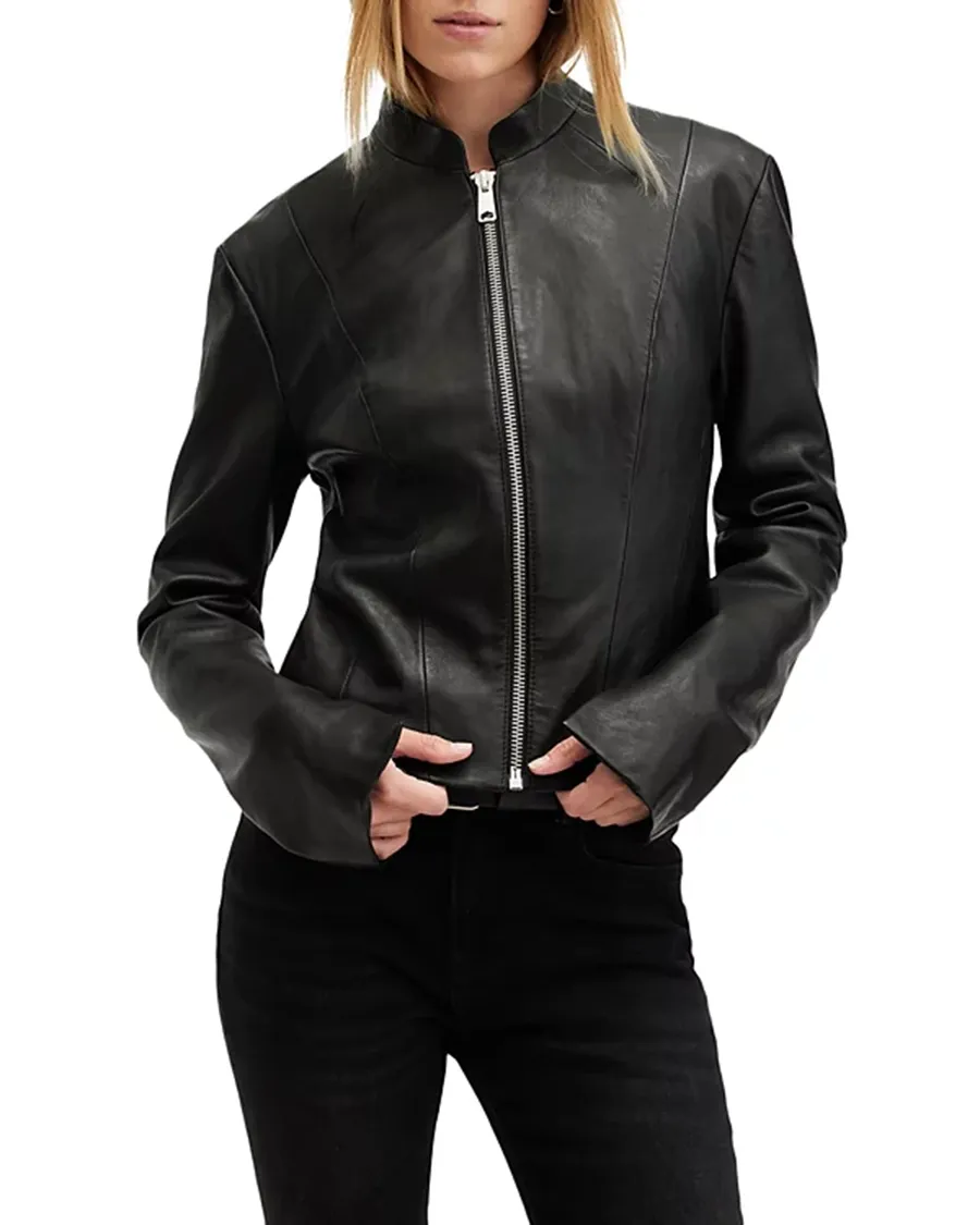 Stand Collar Casual Style Leather Jacket
