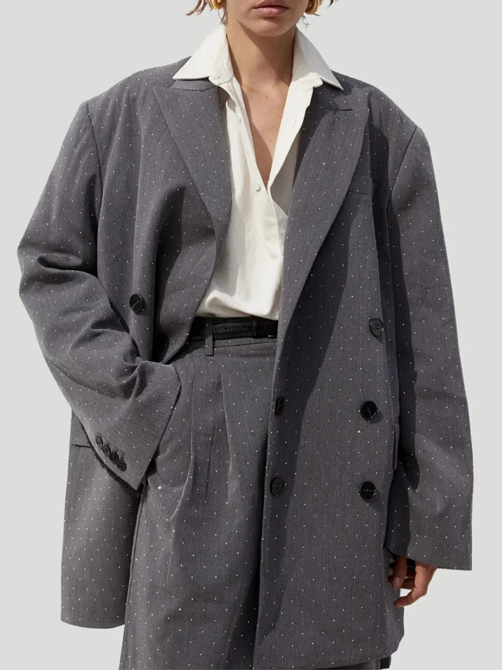 Oversized Slhouette Casual Style  Blazer Charcoal